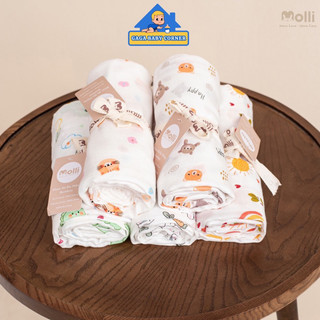 Khăn tắm sợi tre Molli 2 lớp mềm mịn, kháng khuẩn cho bé 120x120cm 100% sợi tre