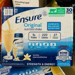 Sữa Ensure Original Vanilla & socola 237ml Thùng 30 chai của Mỹ 🇺🇸