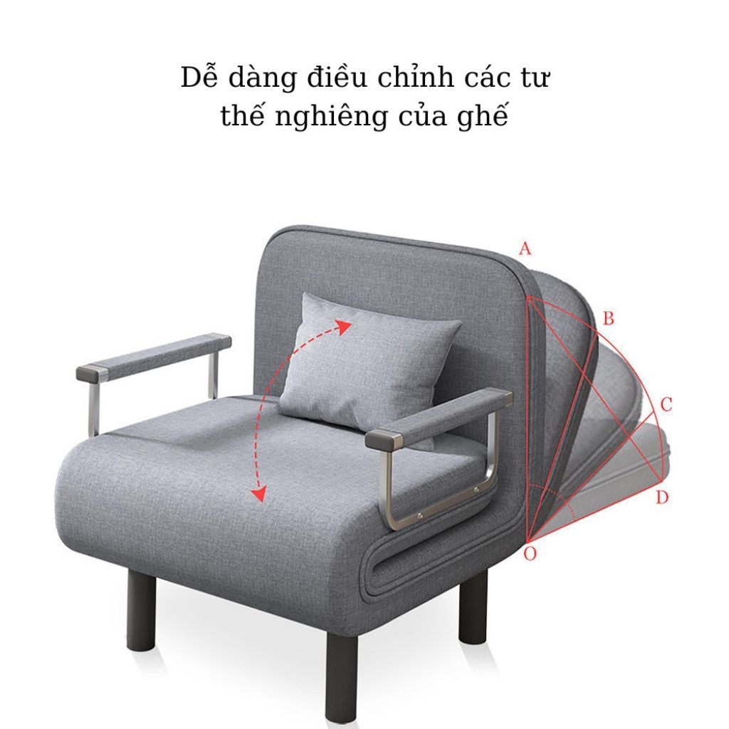 Ghế sofa giường gấp gọn khung thép có khóa kéo để WC, Sofa giường vải nỉ thô chống thâm hút mồ hôi (Miễn Phí Vận Chuyển) | BigBuy360 - bigbuy360.vn