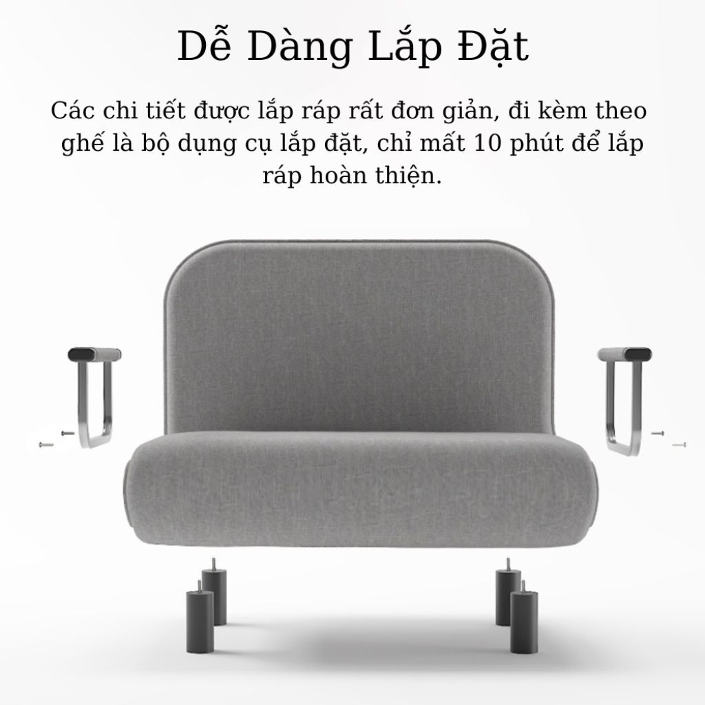 Ghế sofa giường gấp gọn khung thép có khóa kéo để WC, Sofa giường vải nỉ thô chống thâm hút mồ hôi (Miễn Phí Vận Chuyển) | BigBuy360 - bigbuy360.vn