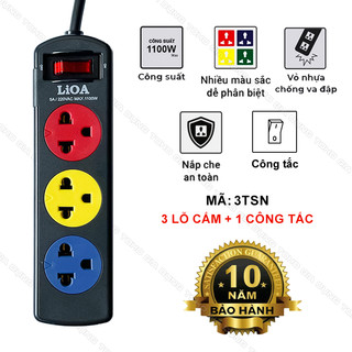 Ổ cắm điện LIOA 3 ổ cắm, 1 công tắc, chịu tải 1000W, dây dài 3M, 5M, 3TSN3.2.5 - 3TSN5.2.5