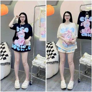   Set bộ đùi chất cotton su form rộng tay lỡ - Eco chic