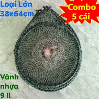 Combo 5 Lờ Cá Lóc, Cá Trê Cải Tiến Vành Nhựa Loại Lớn 38cm x64cm