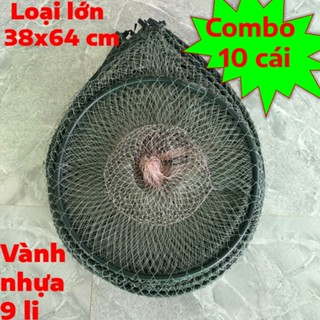 Combo 10 Lờ Cá Lóc, Cá Trê Cải Tiến Vành Nhựa Loại Lớn 38cm x64cm