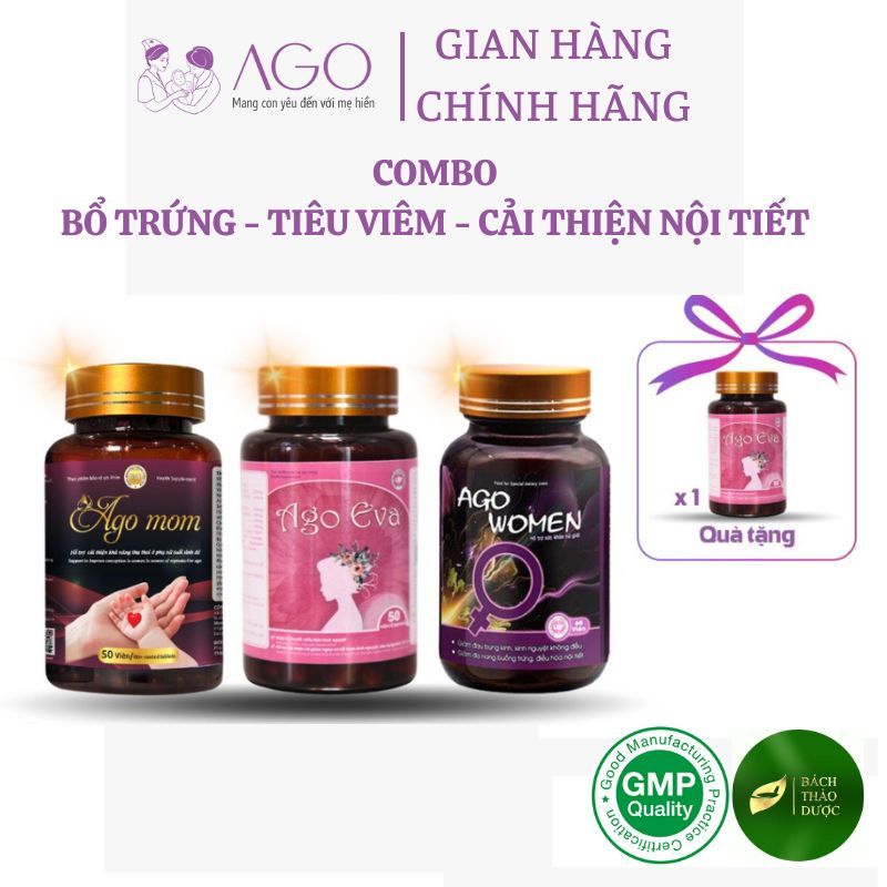 Liệu trình Bổ trứng, Tiêu Viêm, Cải thiện nội tiết tố, điều hòa kinh nguyệt AGO MOM + AGO EVA + AGO WOMEN