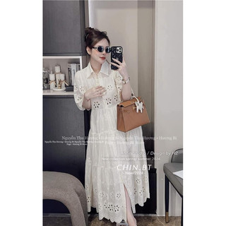 Váy ren trắng dáng xuông maxi [ Về sẵn ship ]