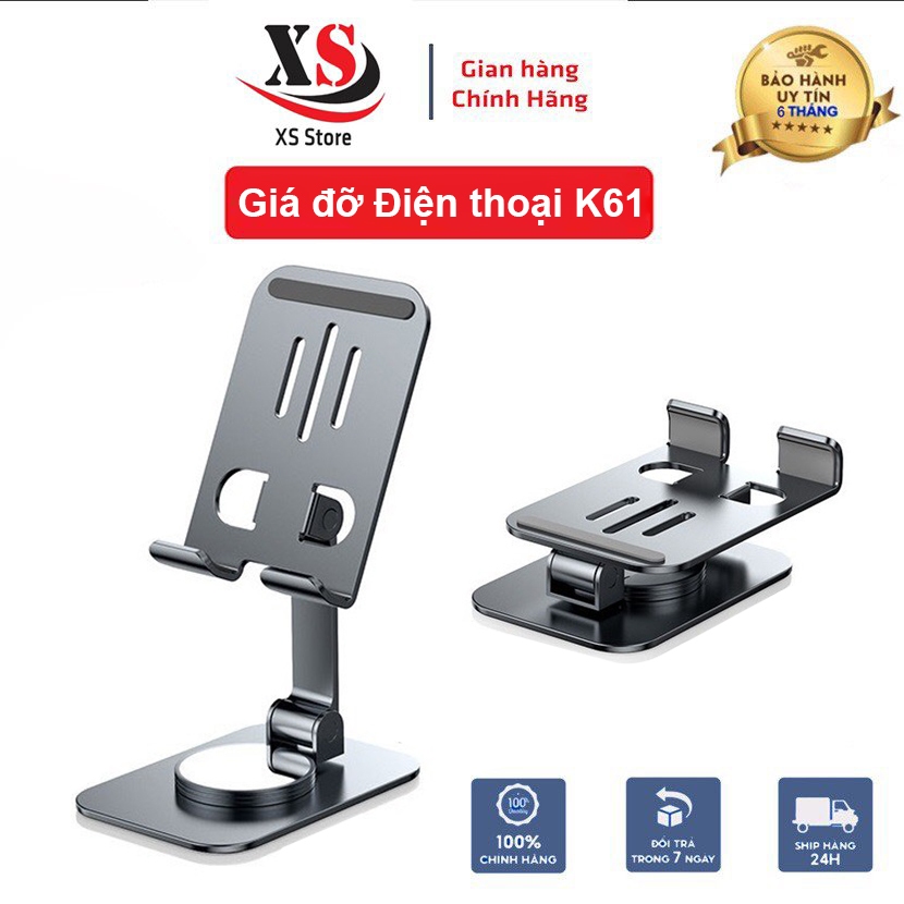 Giá Đỡ Điện Thoại Xy901, K61 Làm Bằng Kim Loại Chắc Chắn, Lót Chống Trượt, Xoay 360 Độ, Nhỏ Gọn - XS Store