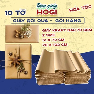  10 giấy gói quà kraft nâu HOGI giấy xi măng 70gsm đa năng gói hàng tiện dụng 
