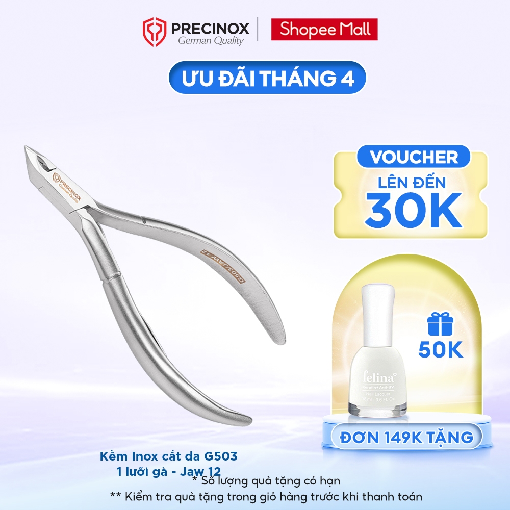 [Mã FRANCIA50 giảm 50% đơn 0] Kềm Inox cắt da Precinox - G503, 1 lưỡi gà, Jaw 12