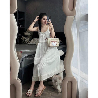 Váy Maxi 2 Dây Phối Gấu Viền Ren Kim Anh Bùi