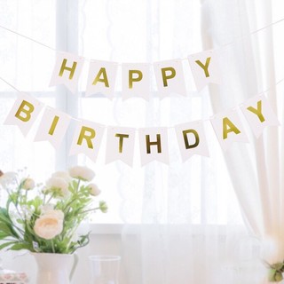 Dây Cờ Happy Birthday Trang Trí Sinh Nhật Màu Trắng