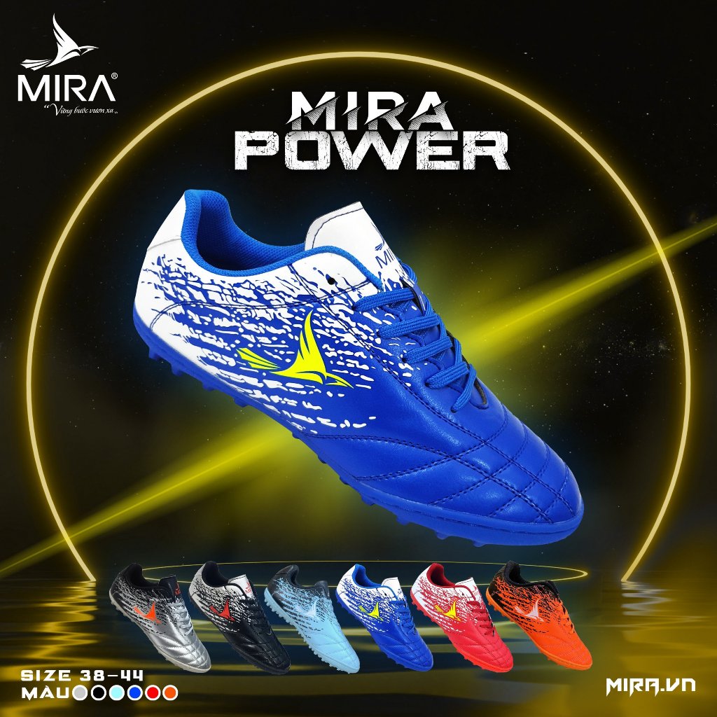 Giày đá bóng, giày đá banh sân cỏ nhân tạo đế TF Mira Power thể thao nam chính hãng Merci Sport