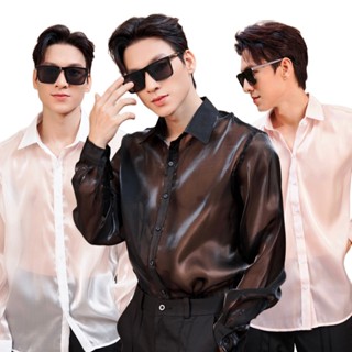 Áo Sơ Mi Nam Tay Dài Xuyên Thấu Vải Tơ Organza Cao Cấp Thương Hiệu Mr Twins