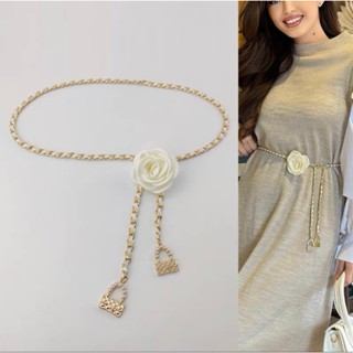 Dây lưng nữ hoa hồng xích vàng sang trọng, thắt lưng thời trang đeo váy áo kiểu Hàn Quốc cá tính