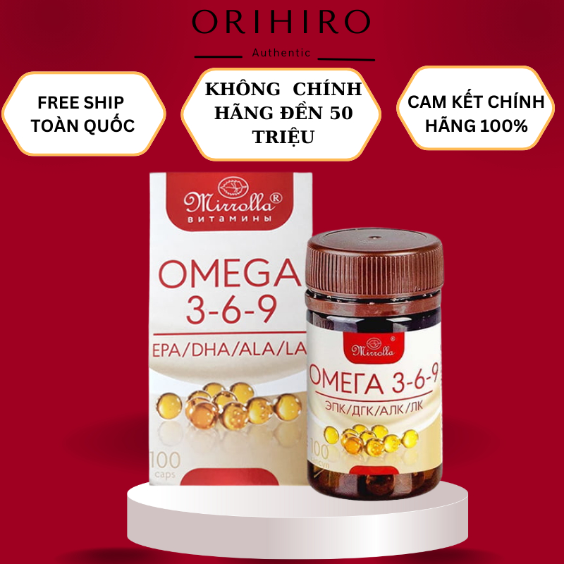 Viên Uống Omega 369 Mirrolla Nga [HỘP 100 VIÊN] đẹp da, tim mạch, mắt, xương khớp khỏe mạnh