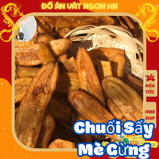 Chuối sấy mè gừng 500g bánh ăn vặt giòn ngon hấp dẫn