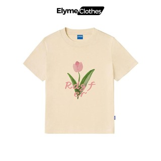 Áo Thun Tay Ngắn AME OFFICIAL Form Ôm Bo Cổ Dệt Chất Liệu Cotton Co Dãn 2 Chiều Mẫu Một Bông Tulip Định Lượng 250g