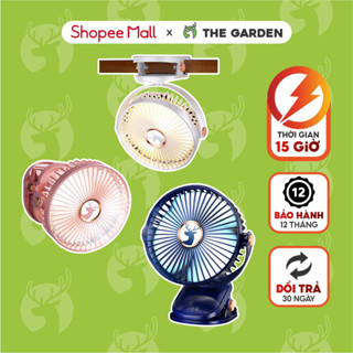Quạt kẹp bàn mini gấp gọn THE GARDEN tích điện để bàn kết hợp đèn ngủ 5 tốc độ gió dung lượng 10000mAh