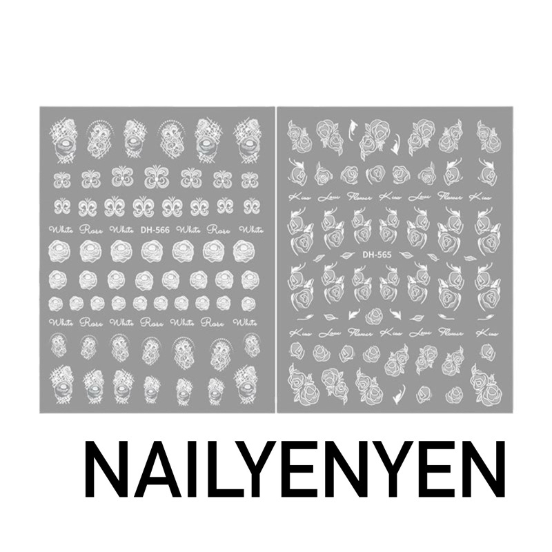 Sticker hoa trắng nhiều mẫu
