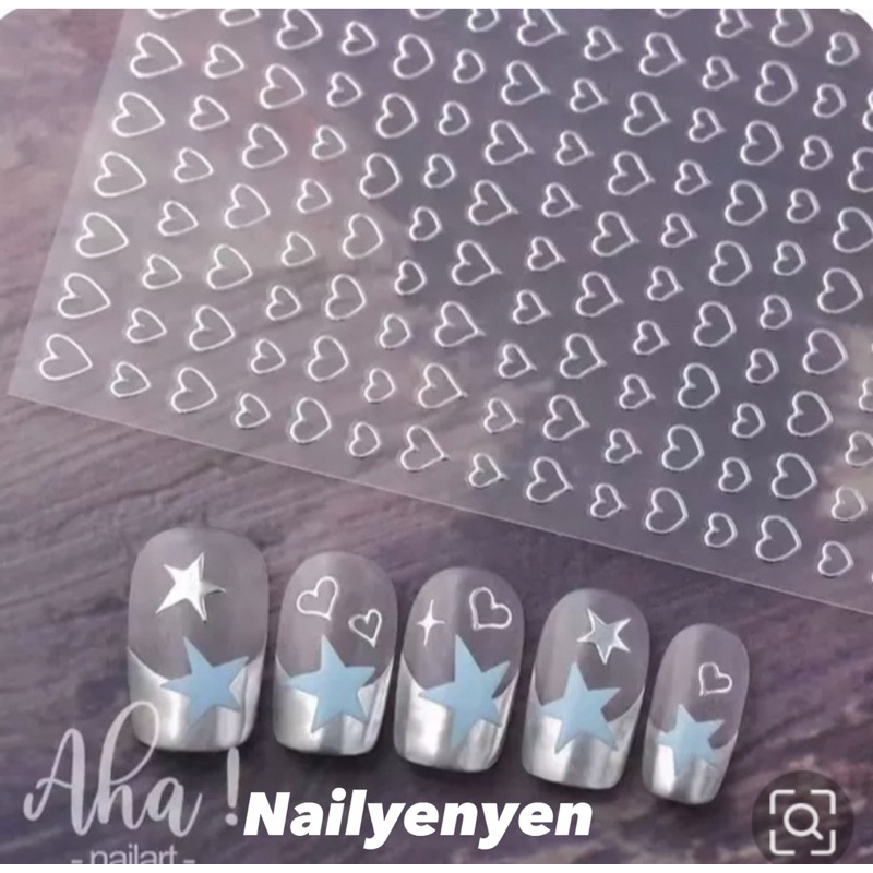 sticker tim dán móng nail