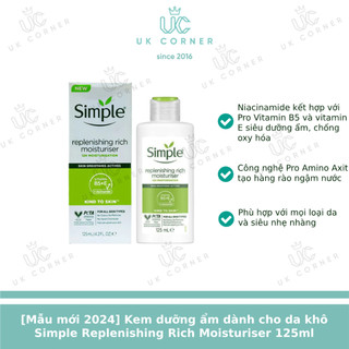 [Bill UK] Kem dưỡng ẩm Simple Replenishing Rich Moisturiser 125ml (da khô)