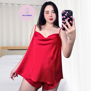 Set Đồ Bộ 2 Dây Lụa Trơn Bigsize 50-90kg Cổ Đổ Thiết Kế Ngủ Mặc Nhà THECHARGER