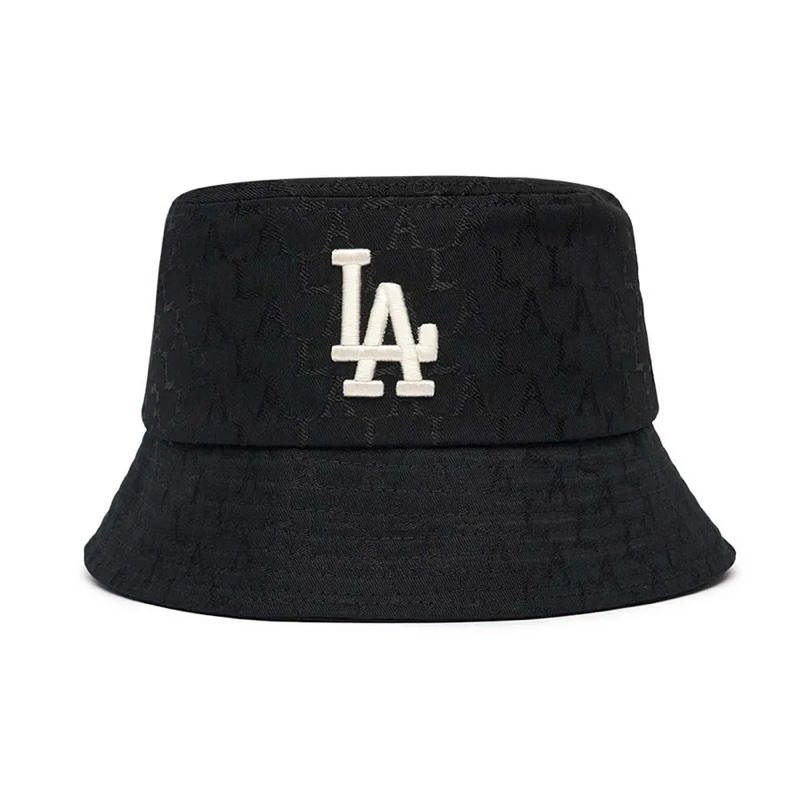 CHÍNH HÃNG - Mũ MLB Monogram Classic Jacquard Bucket Hat LA Dodgers Black - Mũ hoạ tiết LA chìm ẩn, 