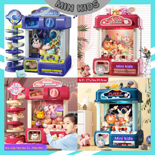Đồ chơi máy gắp thú bông mini cỡ lớn, máy gắp thú mini đa dạng mẫu mã, sẵn nhiều thú bông, nhạc đèn sẵn xu đồng hồ