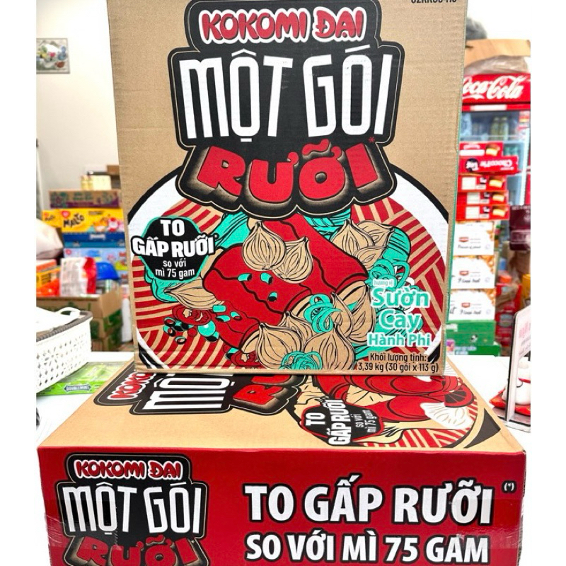 Thùng 30 gói mì kokomi đại một gói rưỡi 113g vị tôm chua cay chanh ớt