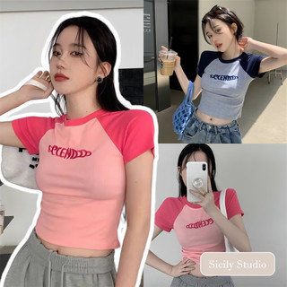 Áo thun baby tee ngắn tay form ôm dáng croptop chất liệu thun tăm co giãn màu sắc ngọt ngào Sicily Studio