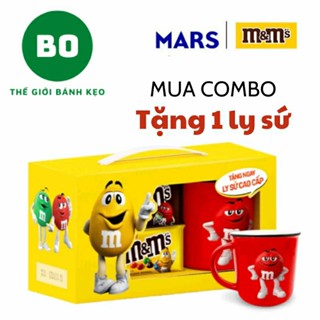  HỘP QUÀ TẾT 2025  Bộ Hộp 8 Gói Kẹo Socola M&M 37g TẶNG 1 LY SỨ  Note hoặc nt shop chọn màu ly  