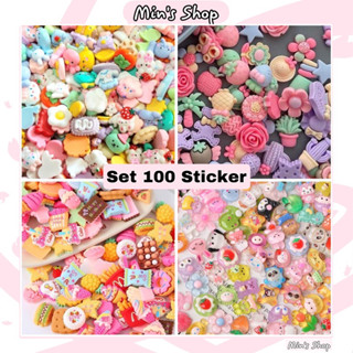 Set 100 Charm/Sticker dùng để trang trí , dán ốp, slime,...