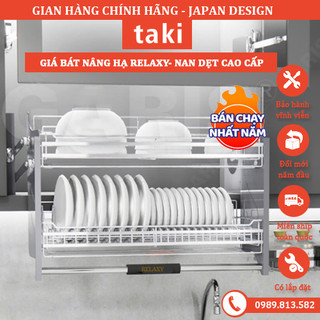 Giá bát nâng hạ, kệ chén nâng hạ relaxy -black - inox không gỉ 304 - bảo hành vĩnh viễn - có thợ lắp