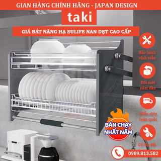 Kệ chén nâng hạ, giá bát đĩa nâng hạ eufile inox không gỉ 304 - bảo hành viễn - có thợ lắp