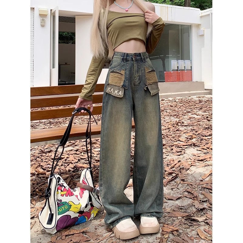 Quần jean bò ống rộng suông xuông nữ jeans cạp cao phong cách jeanshop_0603 ms14 | BigBuy360 - bigbuy360.vn