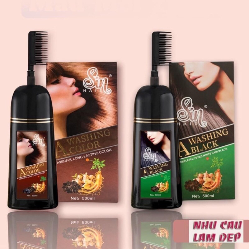 Sin Hair - Dầu Gội Phủ Bạc Sin Hair - Phủ Bạc Nhân Sâm Phủ Đen Phủ Nâu Tóc Tự Nhiên Số 1 Nhật Bản v