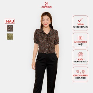 Áo sơ mi nữ CARDINA  chất liệu lụa cát nhẹ nhàng thoáng mát họa tiết trẻ trung tôn dáng 4ASC02