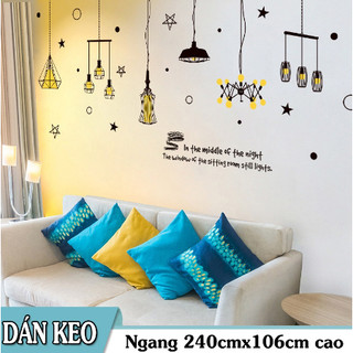 Decal trang trí tường - Đèn Dây Vàng hiện đại 03