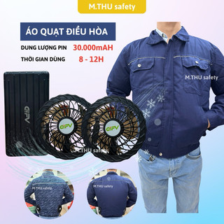 Áo điều hòa dung lượng 30000 mAh  quạt 12 V - 3 cánh gió cực mạnh chạy liên tục 8 - 12 tiếng