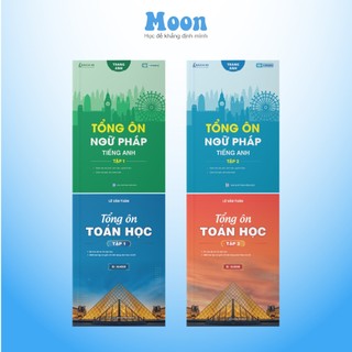 Bản đặc biệt 4 sách: Tổng ôn ngữ pháp Tiếng anh và tổng ôn toán học lớp 12 moonbook.