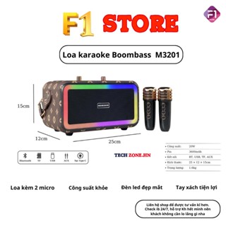 Loa Bluetooth Karaoke M3201 không dây công suất lớn kèm 2 mic không dây Led RGB nháy theo nhạc DC58 F1 STORE