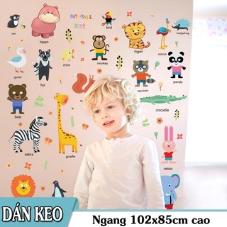 Decal trang trí tường - Thú tiếng anh E1