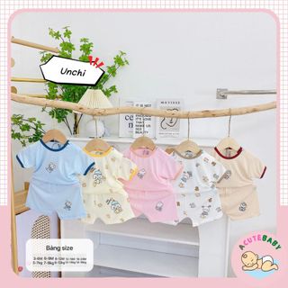 Bộ cộc tay sợi tre hãng unchi siêu mềm mịn cho bé