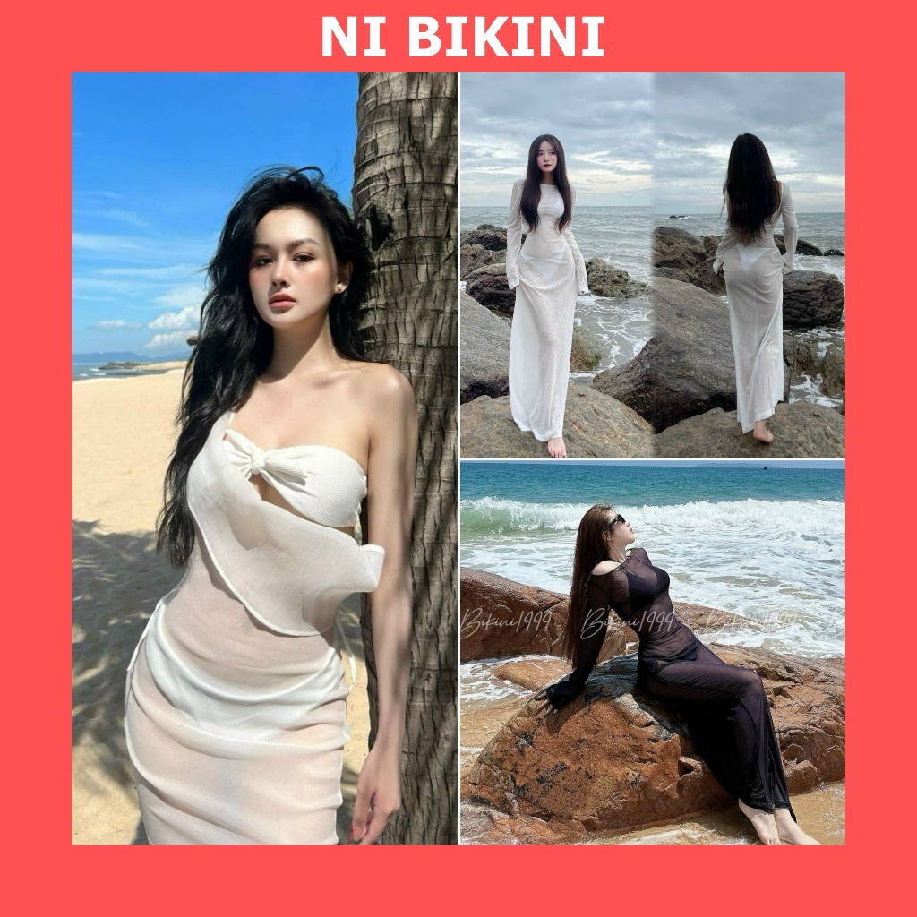 Váy đầm khăn quấn bikini đi biển đi bơi đa năng Áo choàng đi biển kín đáo