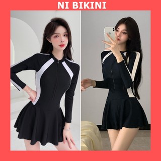 [Có size đại] Bikini đồ bơi đi biển liền thân váy xoè có quần bảo hộ  R14