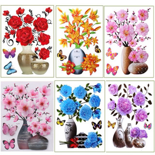 Tranh Hoa Nổi 3D, Tranh Dán Tường Bình Hoa 3D trang trí nhà đón Tết 2024