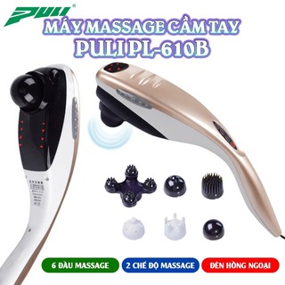 Máy Massage Cầm Tay 6 Đầu Cá Mập Puli PL-610B Chính Hãng - Tay Cầm Dài