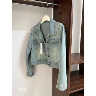 EMPINKCLOTHING - ÁO KHOÁC DENIM BASIC WASH RÁCH