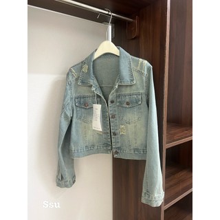 EMPINKCLOTHING - ÁO KHOÁC DENIM BASIC WASH RÁCH