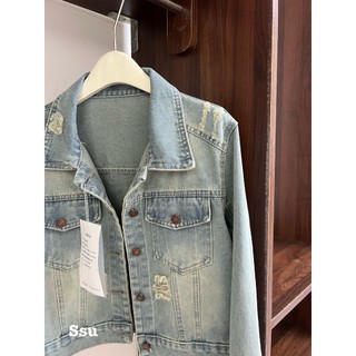 EMPINKCLOTHING - ÁO KHOÁC DENIM BASIC WASH RÁCH